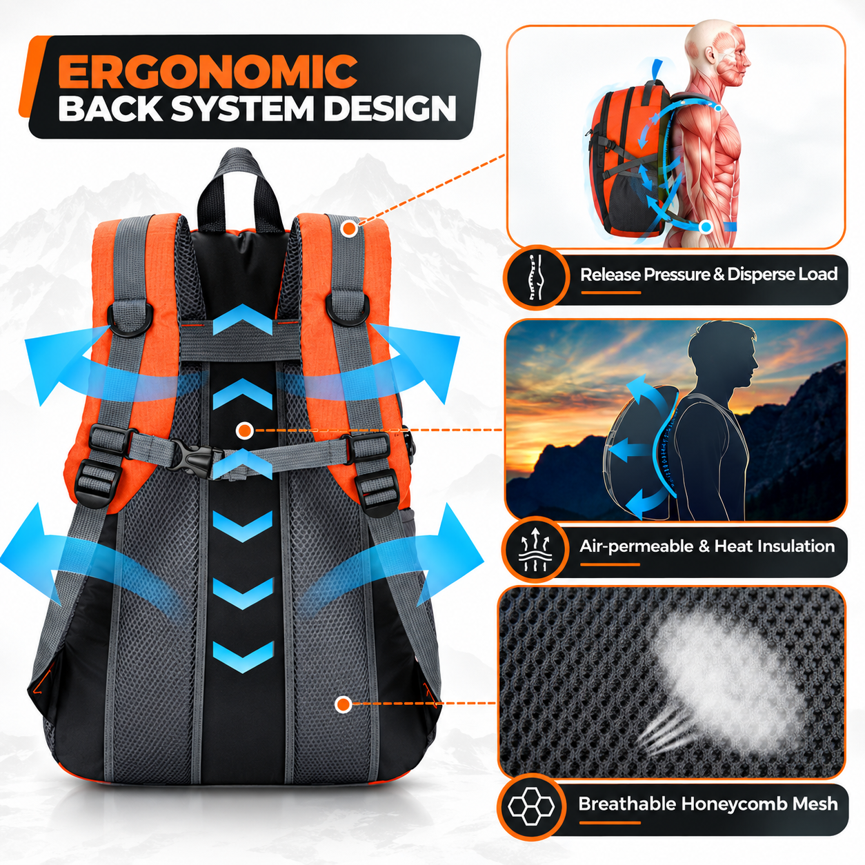 36L Waterproof Hiking Backpack - Imagem 3