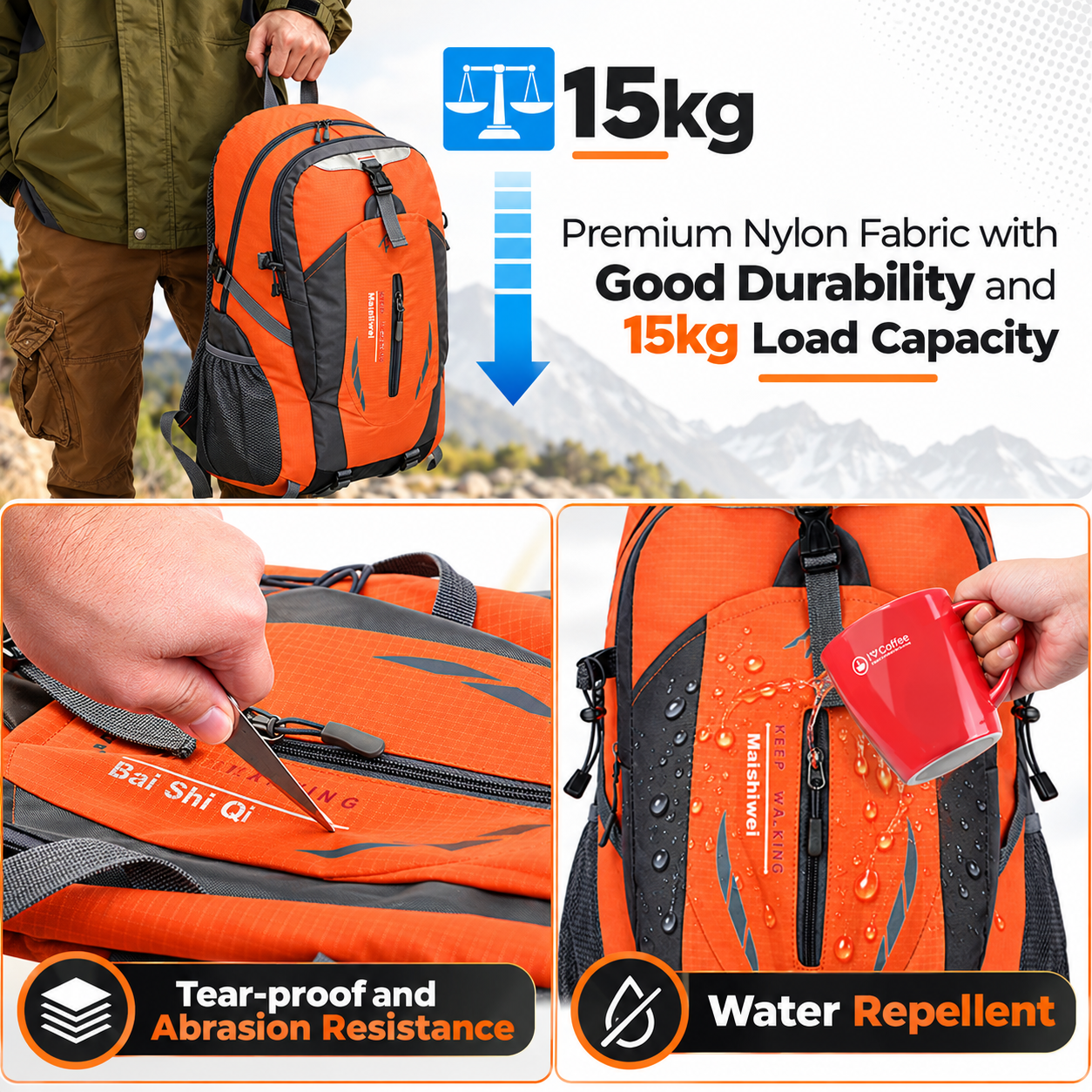 36L Waterproof Hiking Backpack - Imagem 4